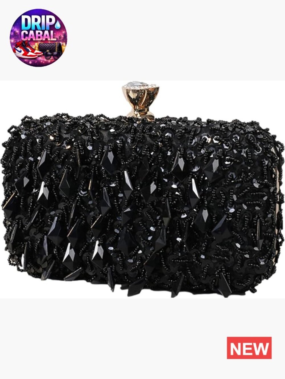 Bling Beaded Sequin Clutch Evening Bag Wedding Party Purse Chain Strap